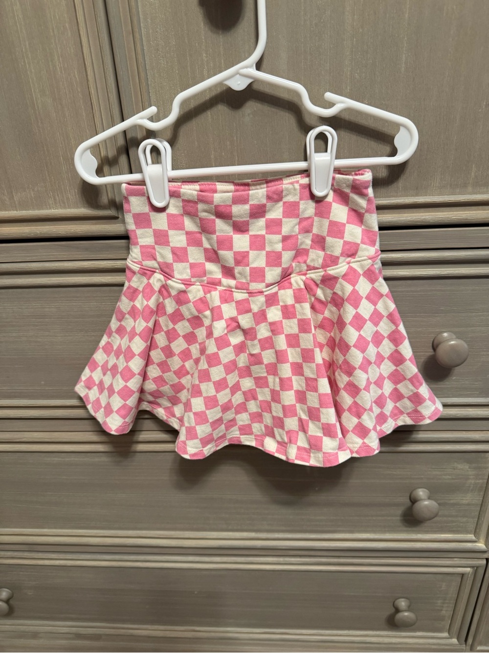 Old Navy Pink and Cream Checkered Flared Skort
